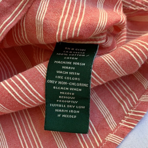 Pink Striped Lauren Cotton Blouse Petite Large - Picture 7 of 8